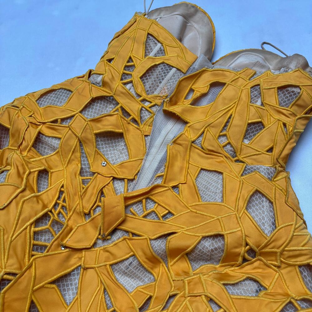 Oscar de la Renta Cutout Bow Faille Cockatail Dress Fall 2021 Size 2 - Picture 15 of 16